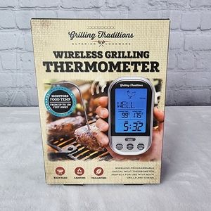 Wireless digital meat grilling thermometer BBQ smoker, roaster